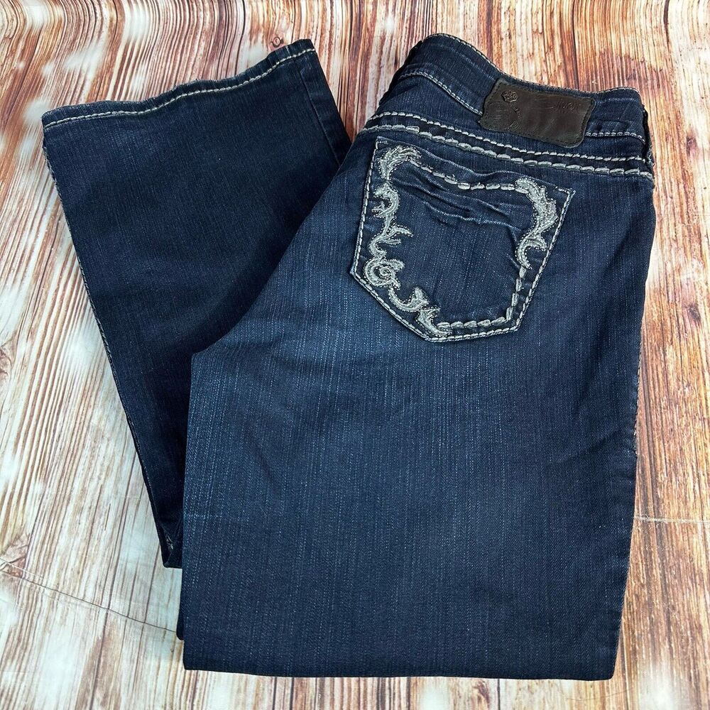 Silver SUKI Womens Size 29 Blue Mid Rise Boot Cut Jeans Denim Pants 27x30.5